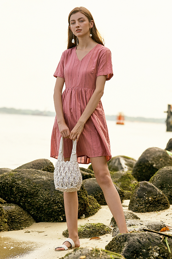 pink eyelet dress